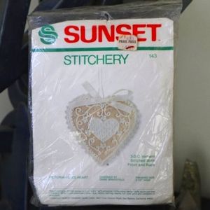 1980s Sunset Stitchery kit #143 - Victorian Lace Heart 3D Ornament
